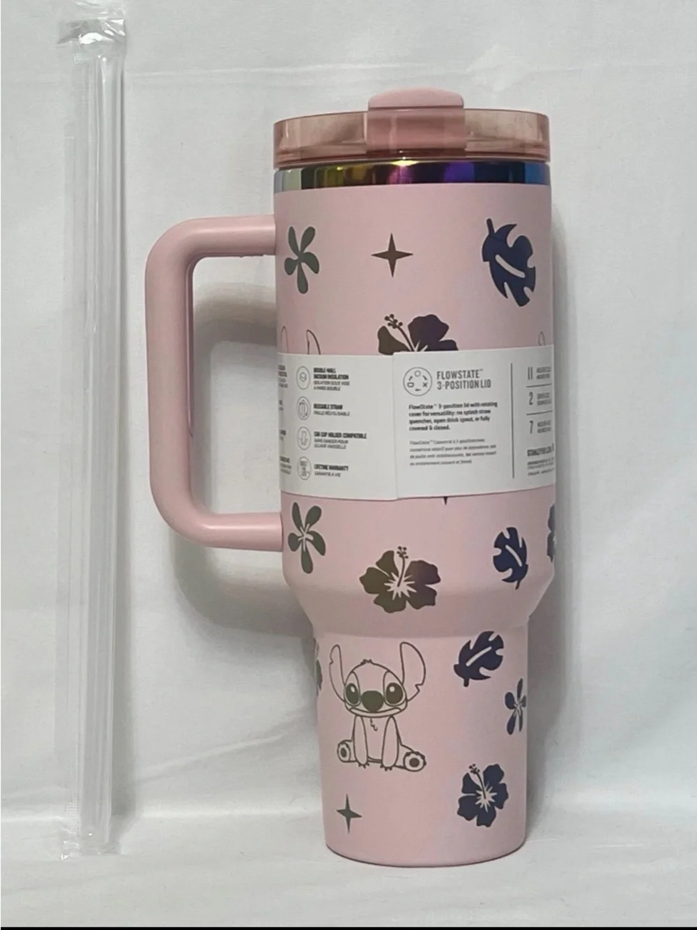 Stanley Pink Travel Tumbler with Stitch Motif 40 oz - Picture 2 of 4